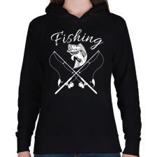 PRINTFASHION Fishing - Női kapucnis pulóver - Fekete női pulóver, kardigán