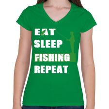 PRINTFASHION Fishing soul - Női V-nyakú póló - Zöld női póló