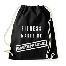 PRINTFASHION Fitness makes me unstoppable - Sportzsák, Tornazsák - Fekete tornazsák