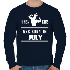 PRINTFASHION Fitnessz királyok júliusban születtek - Férfi pulóver - Sötétkék