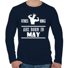 PRINTFASHION Fitnessz királyok májusban születtek - Férfi hosszú ujjú póló - Sötétkék férfi póló