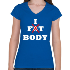 PRINTFASHION Fitt alkat - Női V-nyakú póló - Királykék