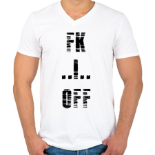 PRINTFASHION FK OFF - Férfi V-nyakú póló - Fehér férfi póló