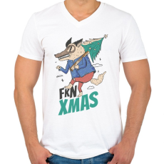 PRINTFASHION Fkn Christmas - kbsztt Karácsony - Férfi V-nyakú póló - Fehér