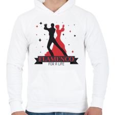 PRINTFASHION Flamenco for a life - Férfi kapucnis pulóver - Fehér férfi pulóver, kardigán