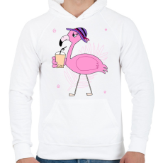 PRINTFASHION Flamingo  - Férfi kapucnis pulóver - Fehér