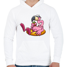 PRINTFASHION Flamingo - Férfi kapucnis pulóver - Fehér férfi pulóver, kardigán