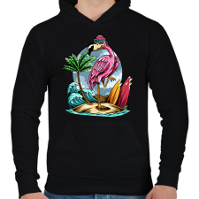 PRINTFASHION flamingo - Férfi kapucnis pulóver - Fekete férfi pulóver, kardigán
