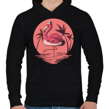 PRINTFASHION flamingo - Férfi kapucnis pulóver - Fekete férfi pulóver, kardigán