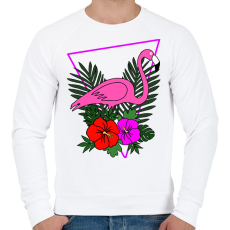 PRINTFASHION Flamingo  - Férfi pulóver - Fehér