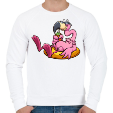 PRINTFASHION Flamingo  - Férfi pulóver - Fehér férfi pulóver, kardigán