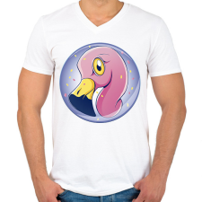 PRINTFASHION Flamingó - Férfi V-nyakú póló - Fehér férfi póló