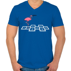PRINTFASHION Flamingo @#& - Férfi V-nyakú póló - Királykék