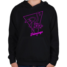 PRINTFASHION Flamingo  - Gyerek kapucnis pulóver - Fekete gyerek pulóver, kardigán