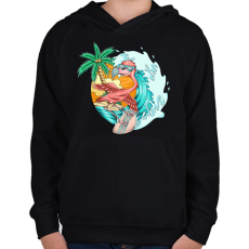 PRINTFASHION flamingo - Gyerek kapucnis pulóver - Fekete