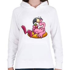 PRINTFASHION Flamingo  - Női kapucnis pulóver - Fehér