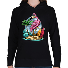 PRINTFASHION flamingo - Női kapucnis pulóver - Fekete