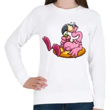 PRINTFASHION Flamingo  - Női pulóver - Fehér női pulóver, kardigán