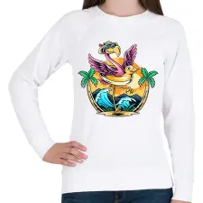 PRINTFASHION Flamingo  - Női pulóver - Fehér női pulóver, kardigán