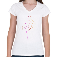 PRINTFASHION Flamingó - Női V-nyakú póló - Fehér