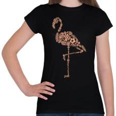 PRINTFASHION Flamingó virágokból - Női póló - Fekete