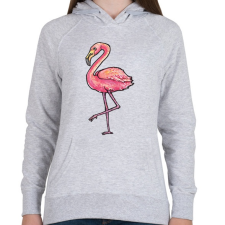 PRINTFASHION Flamingó vízfesték - Női kapucnis pulóver - Sport szürke női pulóver, kardigán