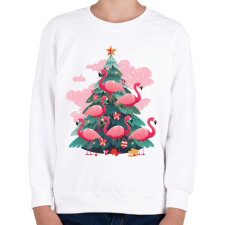 PRINTFASHION Flamingós karácsonyfa - Gyerek pulóver - Fehér gyerek pulóver, kardigán
