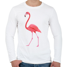 PRINTFASHION Flamingós póló - Férfi hosszú ujjú póló - Fehér