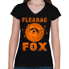 PRINTFASHION FLEABAG FOX2 - Női V-nyakú póló - Fekete