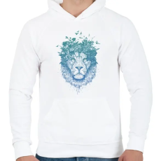 PRINTFASHION Floral lion - Férfi kapucnis pulóver - Fehér