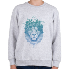 PRINTFASHION Floral lion - Gyerek pulóver - Sport szürke
