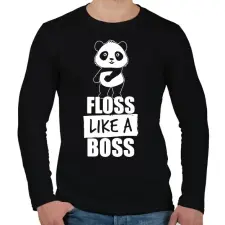 PRINTFASHION Floss táncos panda - Férfi hosszú ujjú póló - Fekete férfi póló