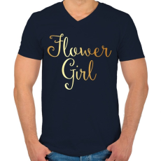 PRINTFASHION Flower girl - Férfi V-nyakú póló - Sötétkék