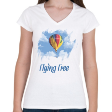 PRINTFASHION flying free - Női V-nyakú póló - Fehér női póló