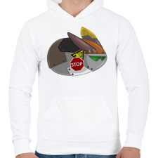 PRINTFASHION Flying Robot Rabbit - Férfi kapucnis pulóver - Fehér férfi pulóver, kardigán