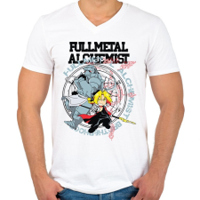 PRINTFASHION FMA Brotherhood - Férfi V-nyakú póló - Fehér férfi póló