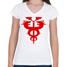 PRINTFASHION FMA logo - Női V-nyakú póló - Fehér női póló