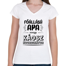 PRINTFASHION Főállású apa - Női V-nyakú póló - Fehér