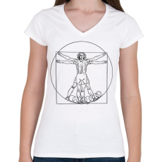 PRINTFASHION Focista - Da Vinci - Női V-nyakú póló - Fehér