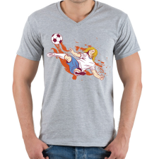 PRINTFASHION Focista - Férfi V-nyakú póló - Sport szürke férfi póló