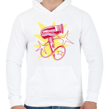 PRINTFASHION Fodrász - Férfi kapucnis pulóver - Fehér férfi pulóver, kardigán