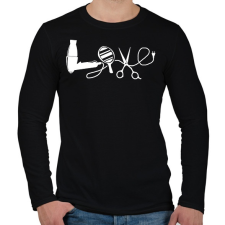PRINTFASHION Fodrász Love - Férfi hosszú ujjú póló - Fekete férfi póló
