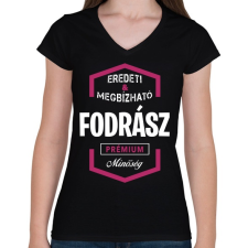 PRINTFASHION Fodrász prémium minőség - Női V-nyakú póló - Fekete női póló