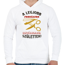 PRINTFASHION Fodrász szülinap október színes - Férfi kapucnis pulóver - Fehér férfi pulóver, kardigán