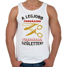 PRINTFASHION Fodrász szülinapja február színes - Férfi atléta - Fehér atléta, trikó