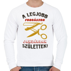 PRINTFASHION Fodrász szülinapja január színes - Férfi pulóver - Fehér