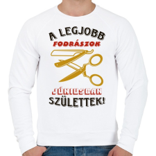 PRINTFASHION Fodrász szülinapja június színes - Férfi pulóver - Fehér férfi pulóver, kardigán