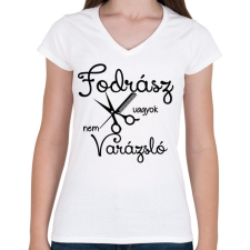 PRINTFASHION Fodrász vagyok, nem varázsló - Női V-nyakú póló - Fehér női póló