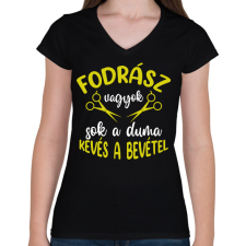PRINTFASHION Fodrász vagyok, sok a duma - Női V-nyakú póló - Fekete női póló