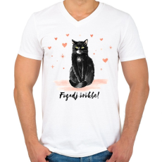 PRINTFASHION Fogadj örökbe - Férfi V-nyakú póló - Fehér